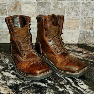 JUSTIN  MEN'S SIZE 12D SQUARE STEEL TOE WORK BOOTS. *used, worn twice